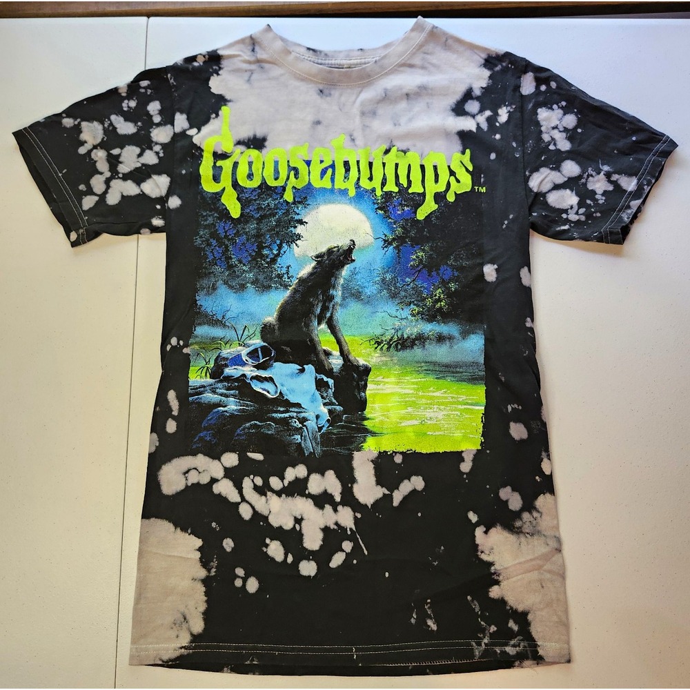 Blank Toothgrinder Wolf Graphic Bleach Tie Dye Black/White Cotton T-Shirt S